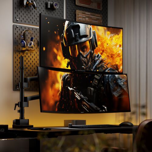 北弧上下双屏显示器支架倒挂电脑桌面机械悬臂升降式底座E500pd-2