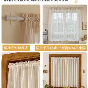 免打孔安装韩式田园风彩虹糖豆纱窗帘飘窗纱帘小窗户短帘半帘门帘