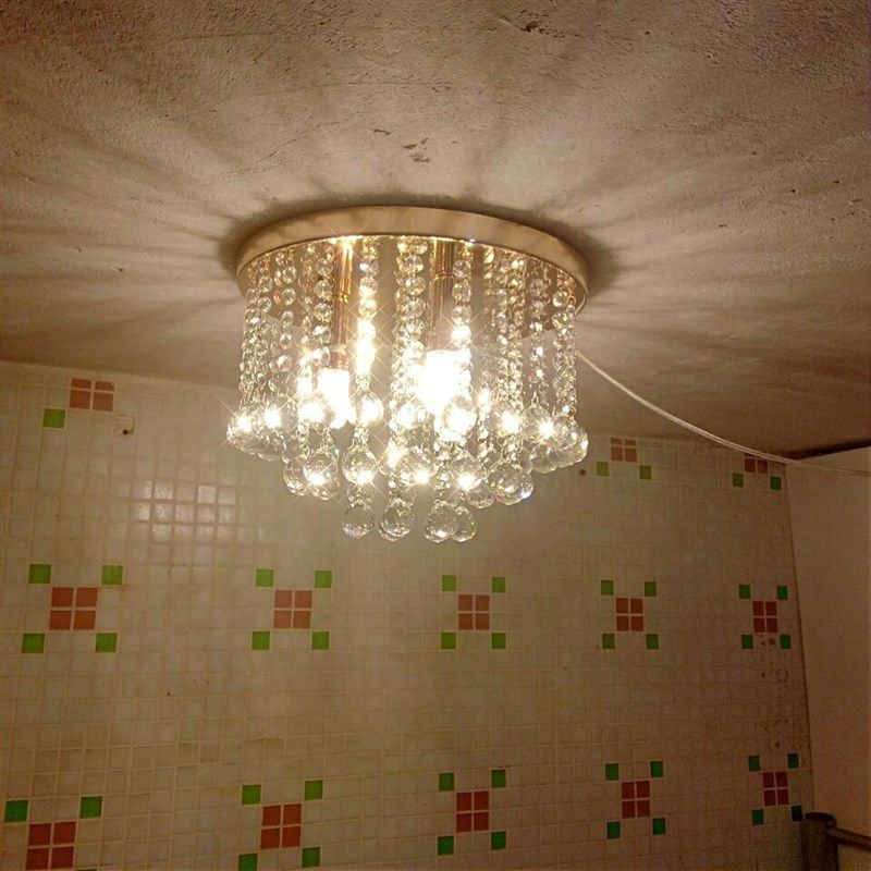 金色个性圆形卧室水晶过道入户灯玄关灯阳台灯门厅灯走廊吸顶灯具,家装灯饰光源,厨卫/阳台/玄关/过道吸顶灯,淘宝优惠券,粉丝福利购,淘宝优惠卷