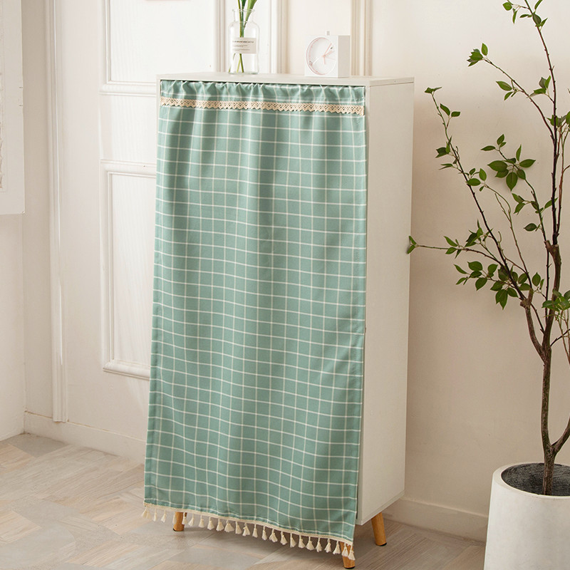 伸缩杆遮挡帘免打孔隔断窗帘子遮挡杂物玻璃整体橱柜魔术贴柜子防