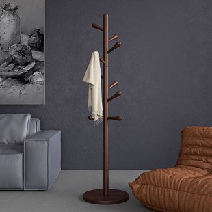 实木衣架落地家用轻奢高级感挂衣架办公室2024新款木质小型衣帽架