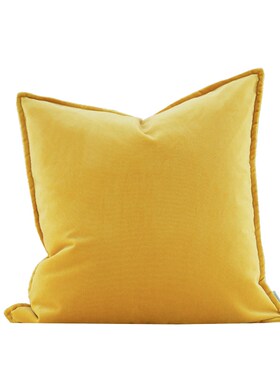 法式日落巴黎高级复古洛可可黄色绒布靠垫抱枕样板间别墅方枕