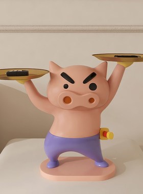 轻奢高档肥嘟嘟左卫门p客厅玄关入户钥匙收纳托盘装饰搬家礼物摆