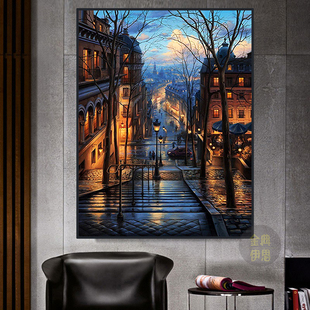 欧式风景钻石画2023新款 街头夜景手工diy贴钻十字绣客厅卧室满钻