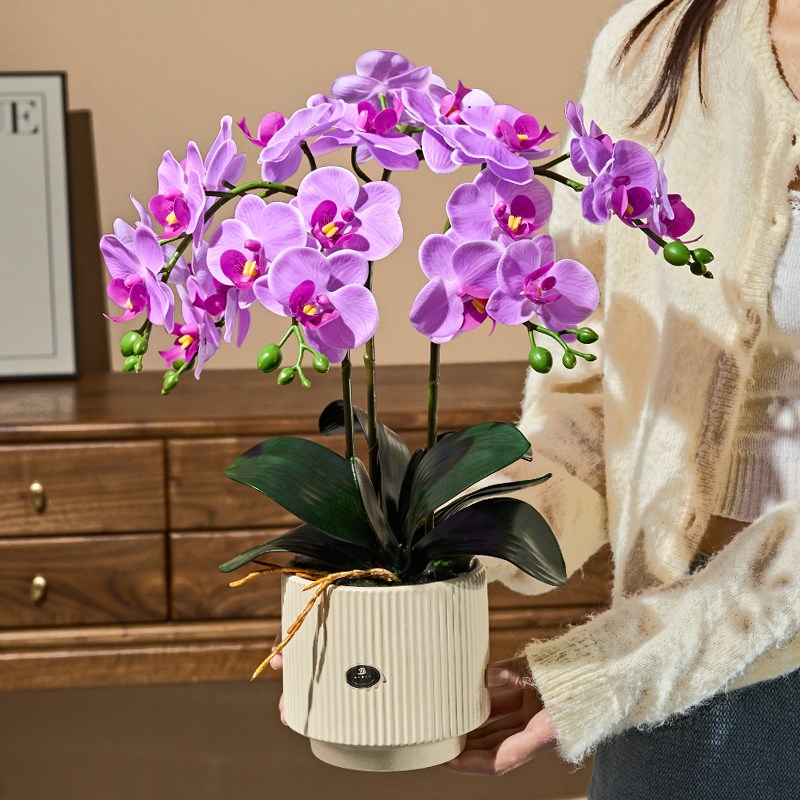 蝴蝶兰仿真花摆设k兰花轻奢高端假花插花餐桌花艺摆件绢花摆花装