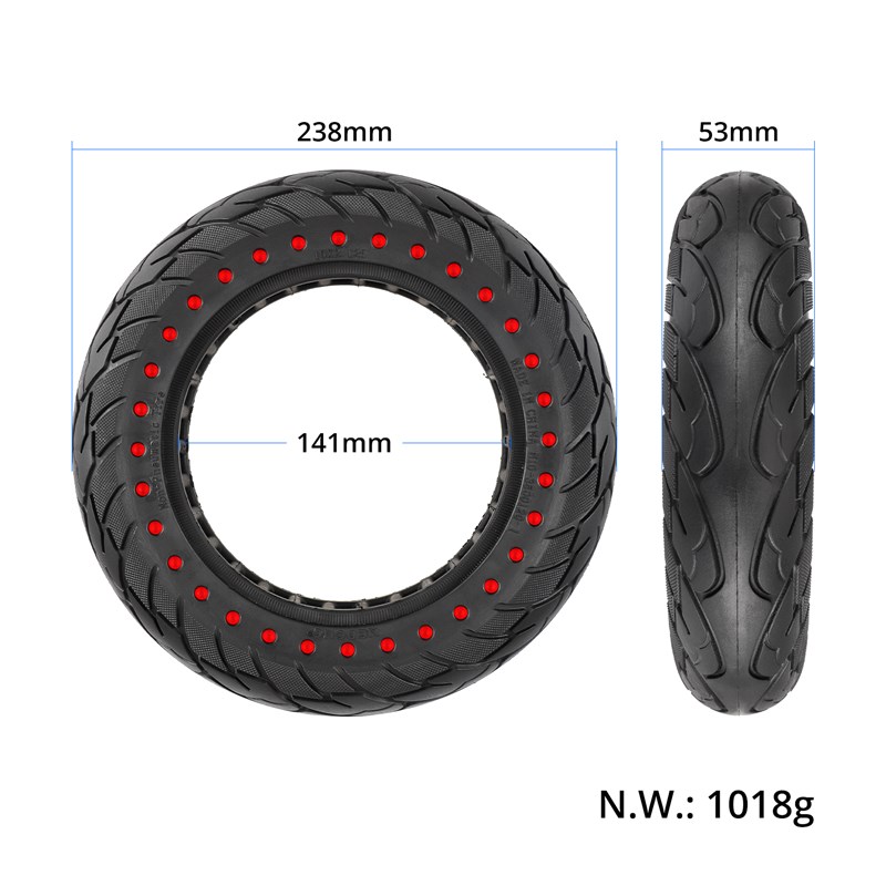 10英寸电动滑板车10x2.125红圆点内孔实心胎折叠车免充气防爆轮胎