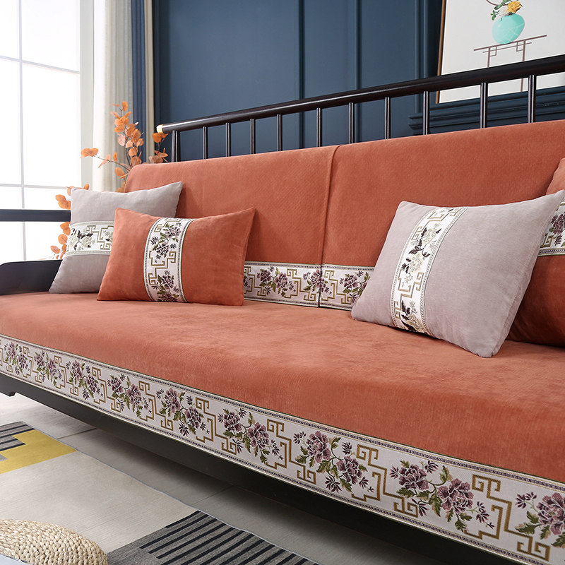 高档新中式沙发垫红木实木四季通用座垫子盖布靠背巾防滑坐垫套罩