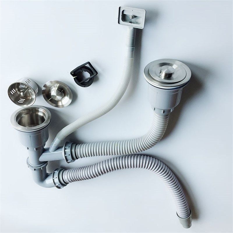 50加粗洗菜盆下水管双槽下水器洗碗池防臭排水管厨房双水斗落水