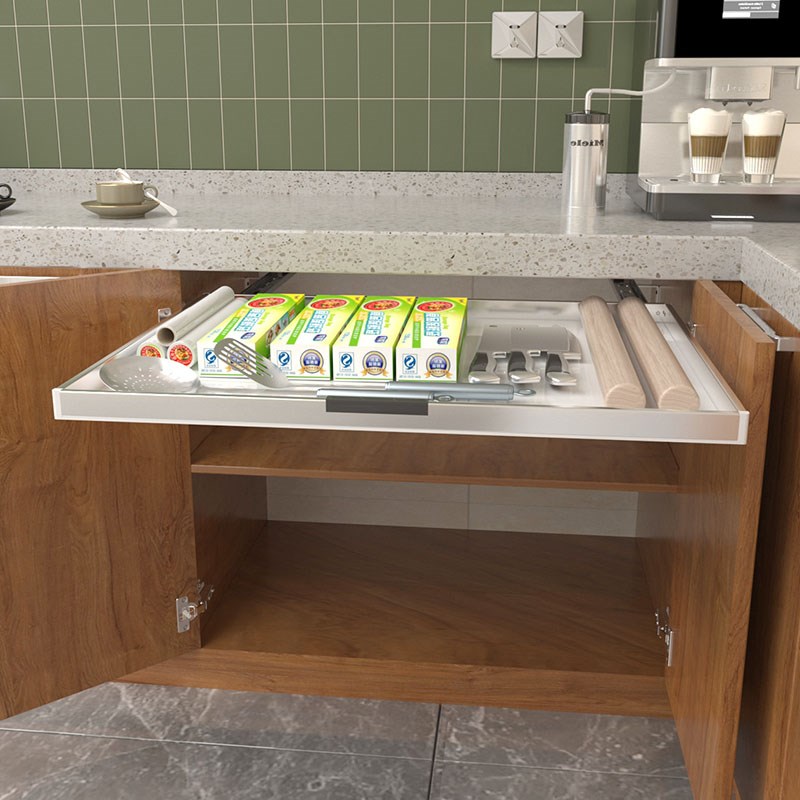 厨房橱柜自制改造收纳抽r屉餐具厨具整理托盘柜内分层板环保PP材