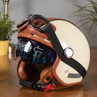 A类新国标3C认证电动摩托车头盔男女通用双镜复古大头围安全头盔