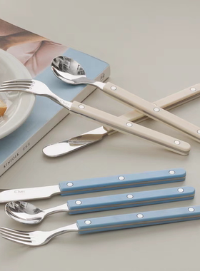 【韩国原单】Cher食品级304不锈钢PC环保手柄茶勺叉筷子组合