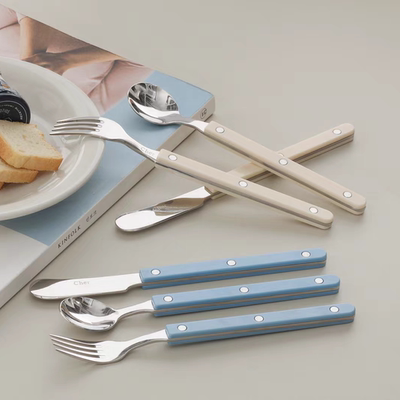 【韩国原单】Cher食品级304不锈钢PC环保手柄茶勺叉筷子组合