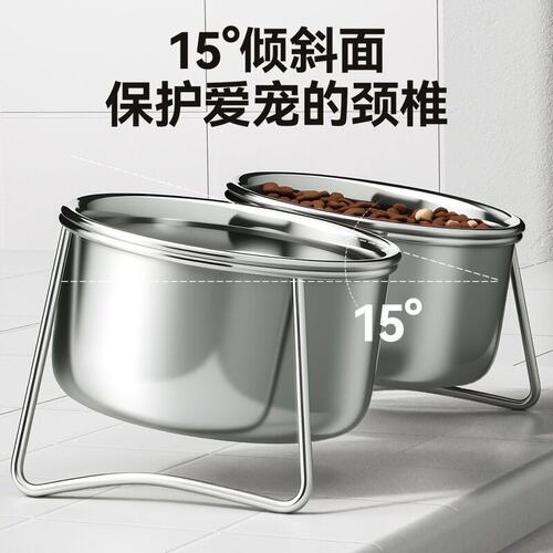 不锈钢双碗狗盆狗碗食盆增高架宠物饭碗猫水碗防打翻用品