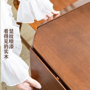 实木折叠圆形餐桌 英尼斯 家用小户型可伸缩餐桌现代简约吃饭桌子