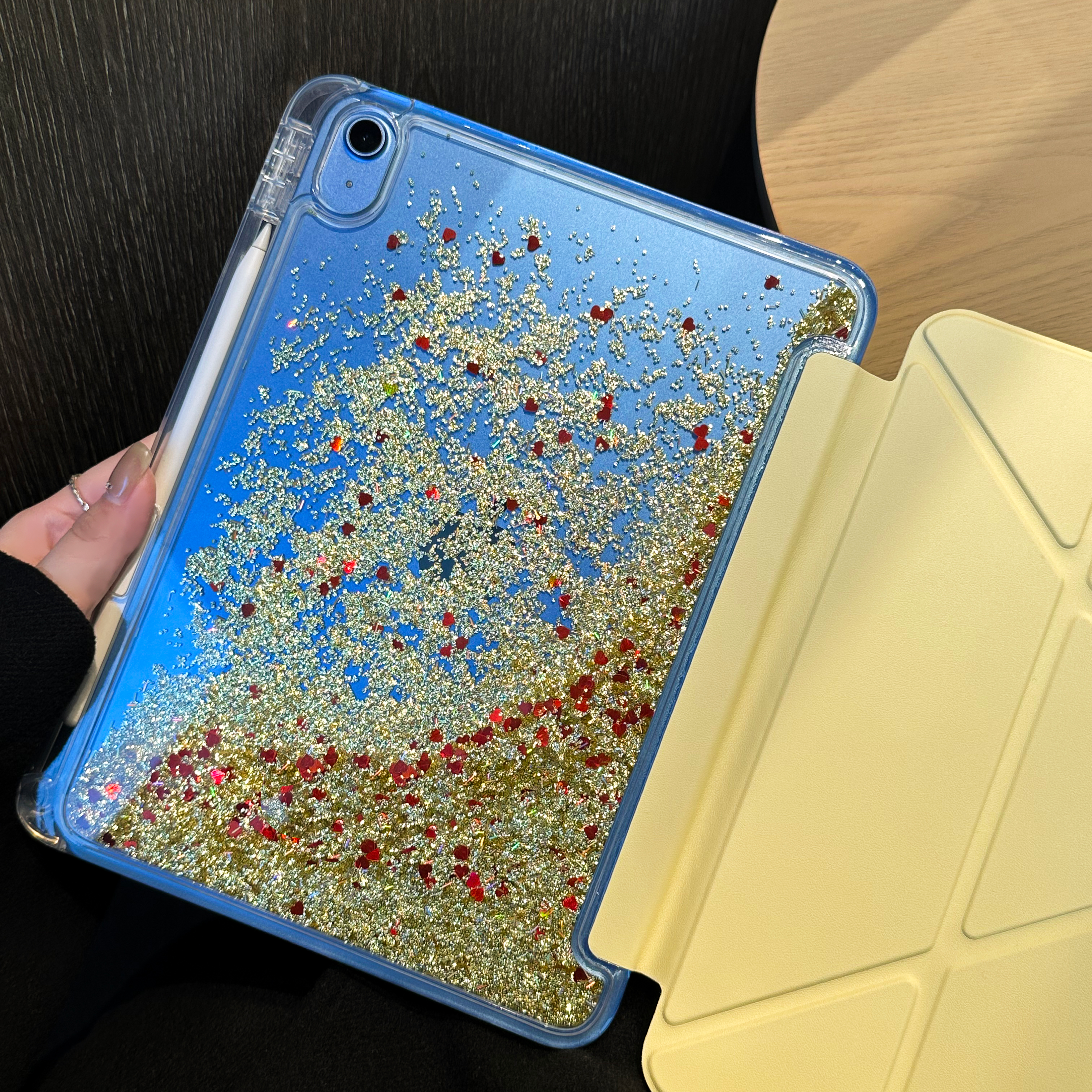 适用苹果ipadair7平板保护壳2026新款ipad11代10透明ipadpro保护套3+y折叠11寸防弯摔air6流沙mini7带笔槽9女
