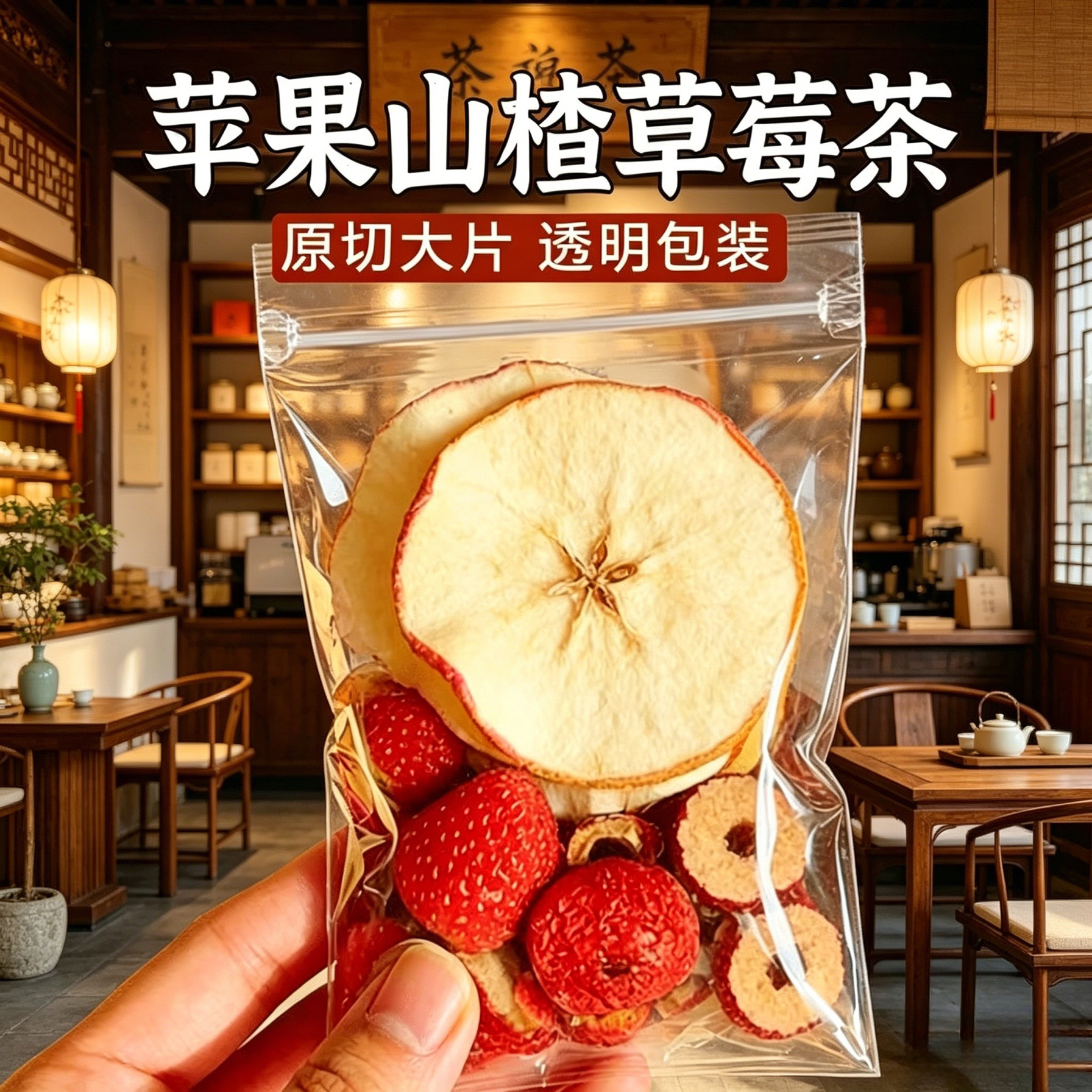 【升级贵料】苹果山楂草莓茶苹果山楂水冻干草莓干水果茶 酸甜