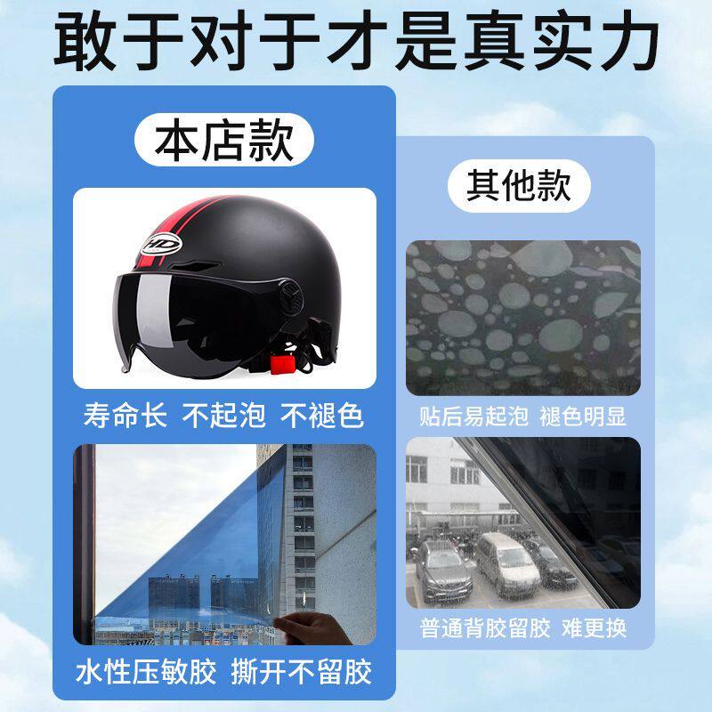 电动车头盔挡风镜片遮面罩防晒贴膜防紫外线骑行安全帽配件