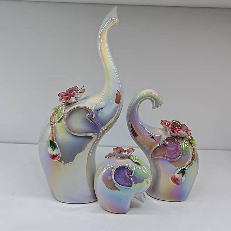 七彩大象 万象更新 陶瓷摆件 工艺品 装饰 家居 送礼