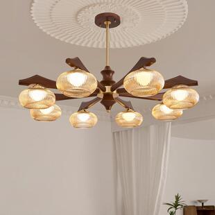 中古风客厅灯具美式复古大厅主灯新中式全铜实木卧室书房餐厅吊灯