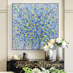 花卉餐厅装饰画高级感大芬油画村客厅挂画手绘油画玄关正方形挂画