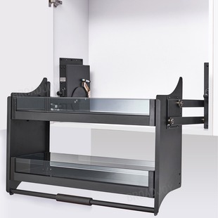 吊柜升降拉篮厨房下拉式调味篮橱柜上柜置物架冰箱上方高柜下拉篮