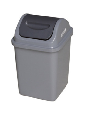 HT  10L小号翻盖式垃圾桶灰色