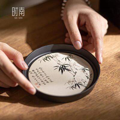 国风陶瓷吸水壶承中式复古小型干泡台养壶紫砂壶托茶壶储水式底托