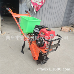 链轨施肥机 小型黄豆播种机 汽油双行播种追肥机图片