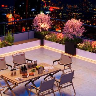 阳台花箱户外庭院景观室外休闲区长方形种植箱不锈钢花坛花箱组合