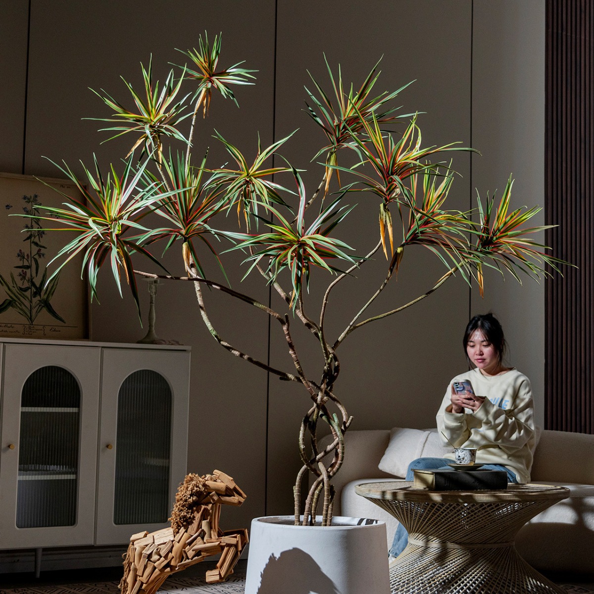 造型大型仿真多头龙血树仿真花假树植物室内客厅店铺落地装饰摆件