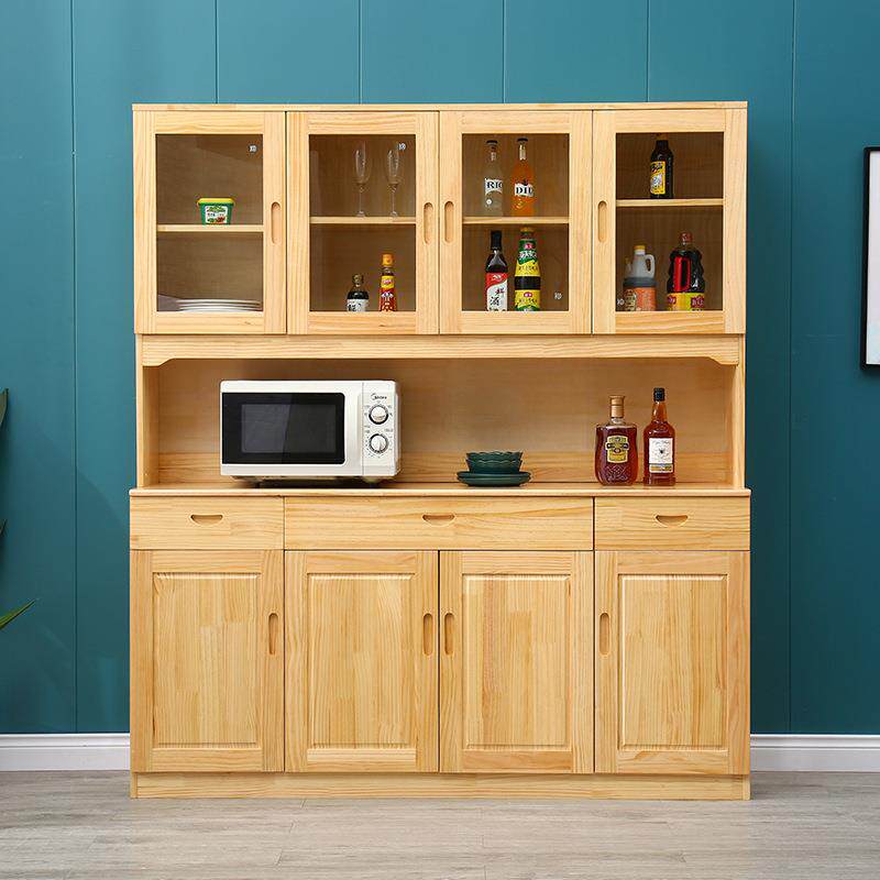 松木餐边柜茶水柜四门实木餐厅碗柜酒柜储物柜厨房厅柜家具餐边柜