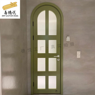实木烤漆圆弧拱形门玻璃面弧形北欧风格 门室内门 复合套装