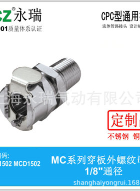 NCZ|RS-MC系列穿板外螺纹母座不锈钢快速接头1502CPC接头快拧气动