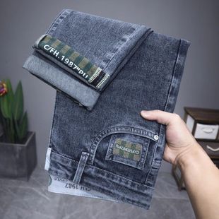 男秋季 牛仔裤 潮款 高街潮牌休闲裤 新款 子九分百搭宽松直筒长裤 男士