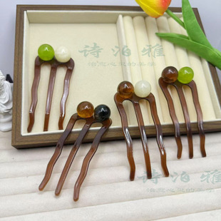 诗泊雅2025新款U型发簪女高级感丸子头盘发头饰簪子气质发饰