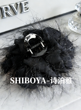 诗泊雅 网红蝴蝶结发夹季羽毛发夹小众设计高级感抓夹