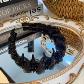 诗泊雅 时尚 气质轻奢精致高级感百搭发箍黑色高颅顶头箍女