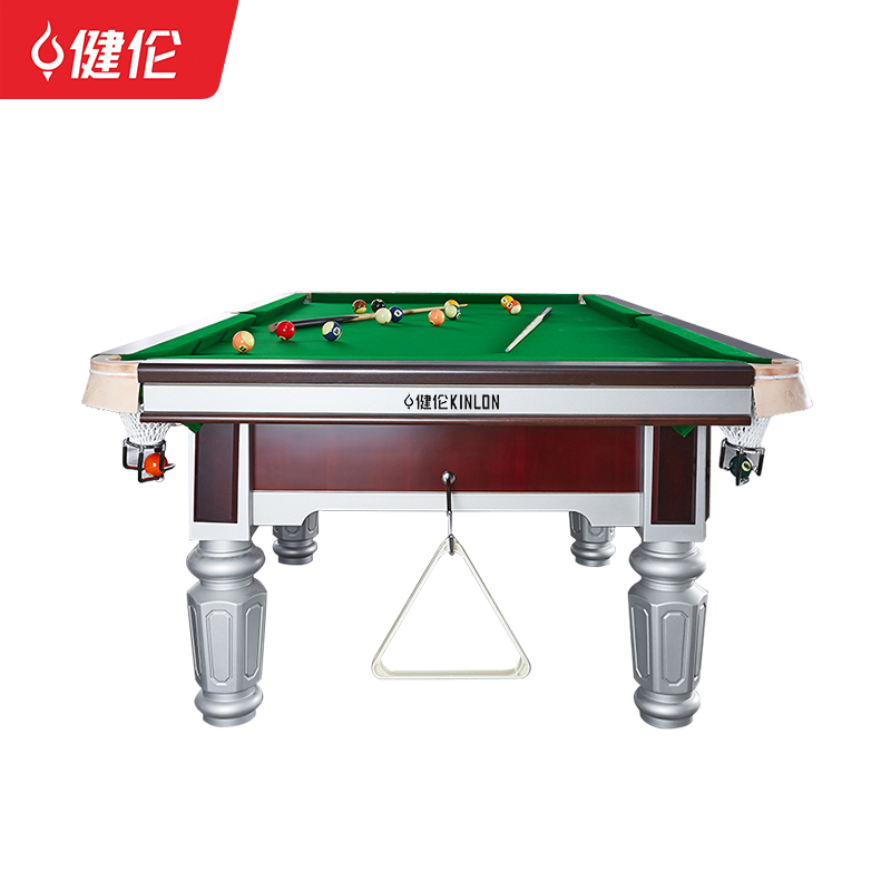 健伦台球桌 钢库银腿 标准九尺家用高端美式黑八采购款