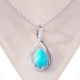 珠宝人DD 现货18k白镶嵌绿松石美松水滴形吊坠原矿高瓷高蓝