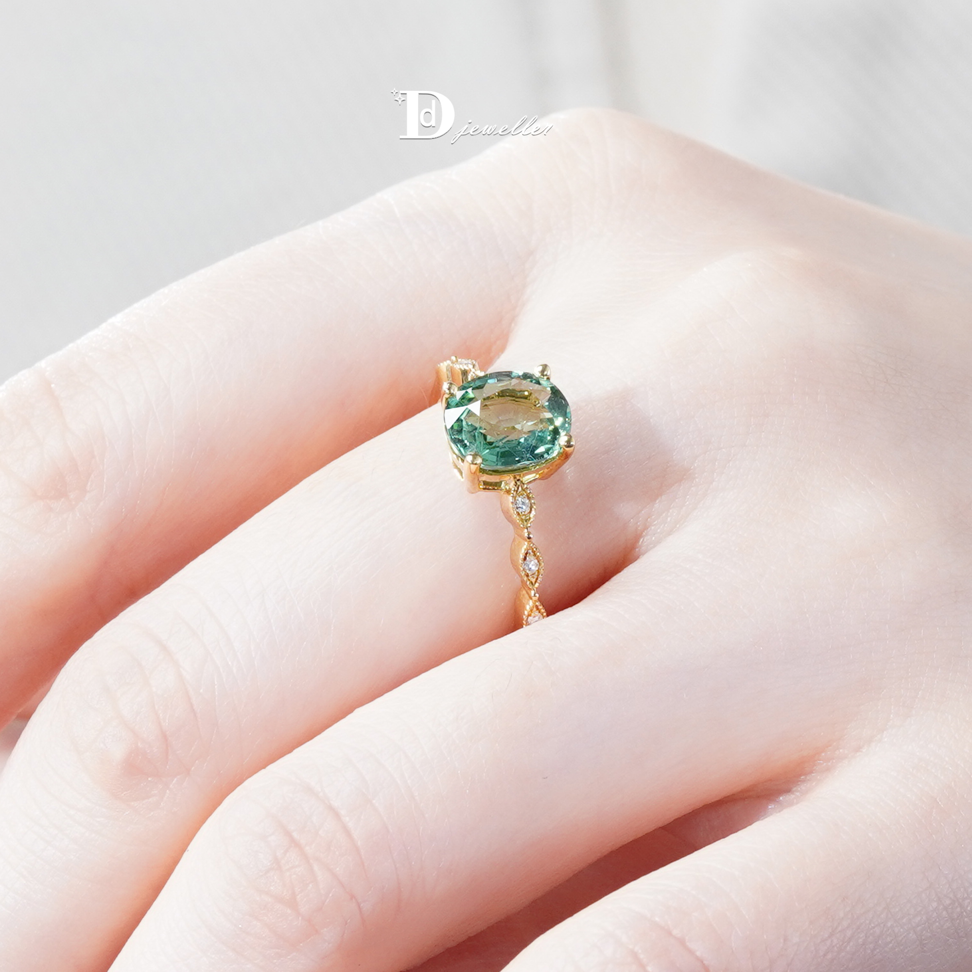 18k金天然碧玺戒指女款