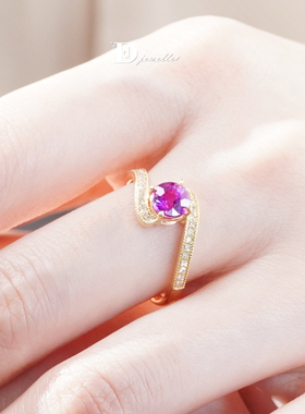 【珠宝人DD】现货18k金镶嵌薰衣草色蓝宝石戒指火彩闪耀CGRL证书