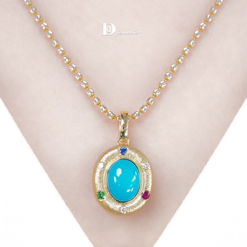 18k金美松伴彩色宝石款挂坠戒指