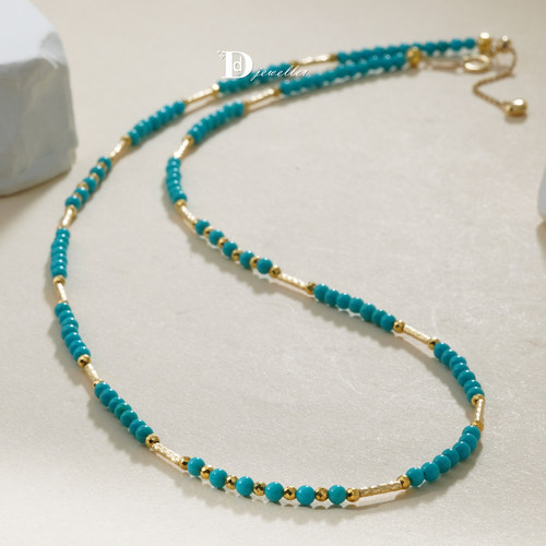 18k金美松项链锁骨链高瓷高蓝