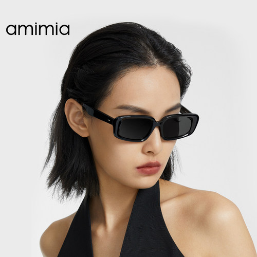 amimia·CYBER时尚中性矩形窄框墨镜男女高级感防紫外线太阳眼镜