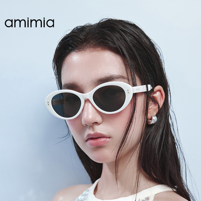 amimia·PUFF可露丽复古椭圆猫眼墨镜显脸小女高级感太阳眼镜新款