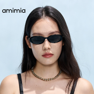 amimia·SNIPER复古窄框椭圆墨镜女显脸小防紫外线太阳眼镜25新款