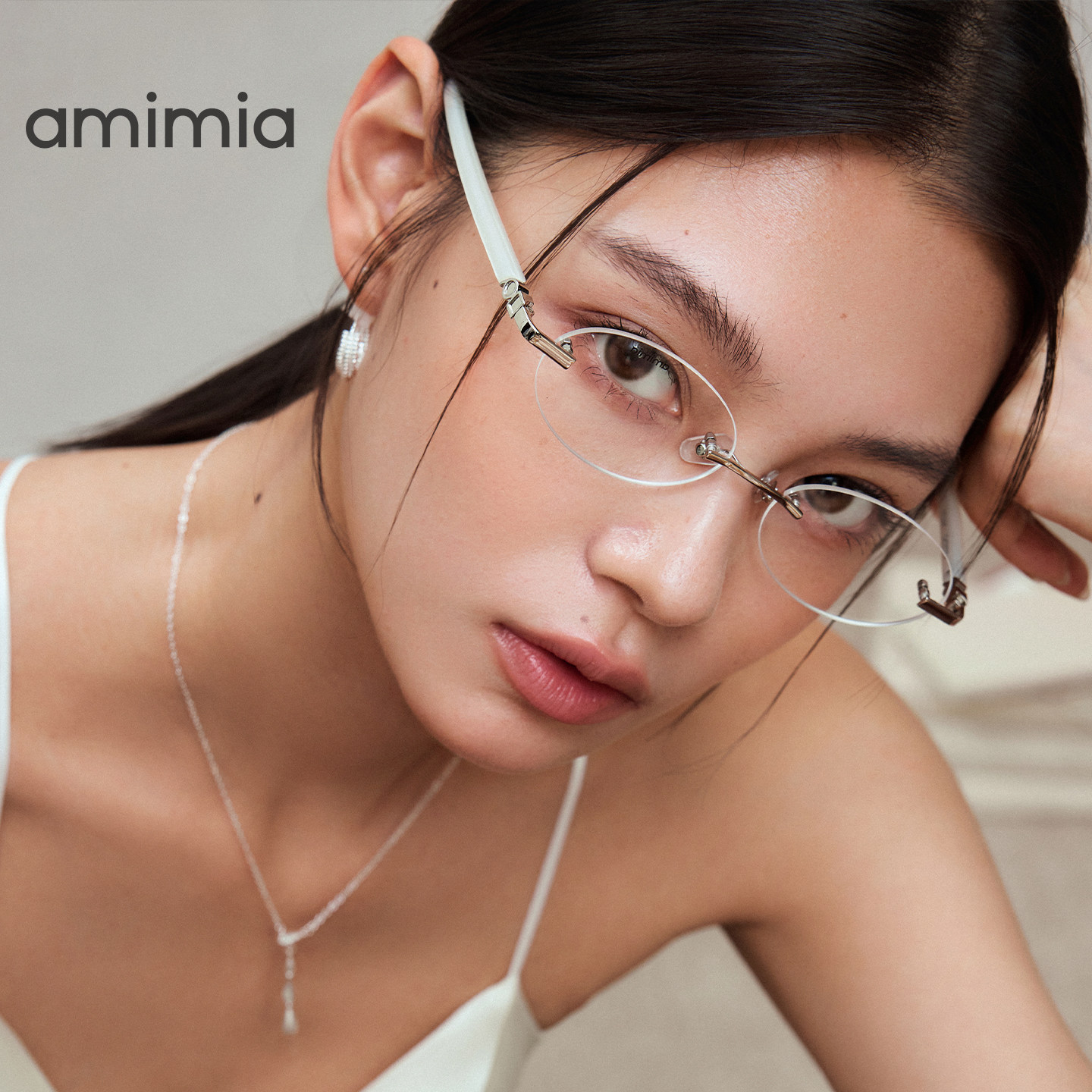 amimia&middot;Aura椭圆无框眼镜架女高级感素颜镜框近视度数可配26新款