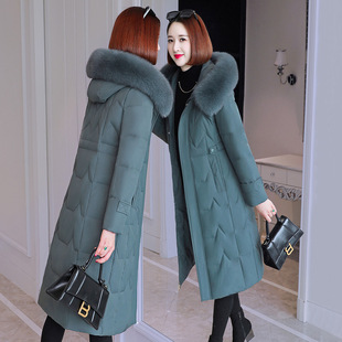 显瘦时尚 2025冬季 女装 长款 防寒服洋气外套 过膝羽绒服女中年大码