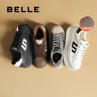 厚底增高鞋 百丽休闲百搭板鞋 商场同款 新款 D2A1DAM5 女2025冬季