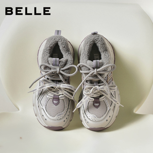 运动休闲鞋 张凌赫同款 厚底棉鞋 女新款 E8X1DAM6 百丽加绒高帮老爹鞋